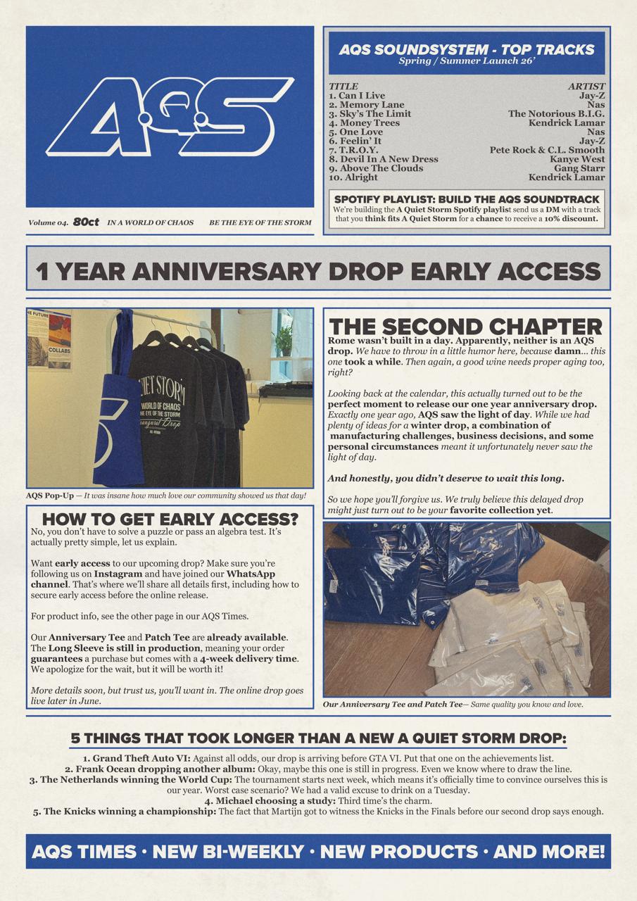 AQS Times — Volume 04, one year anniversary drop